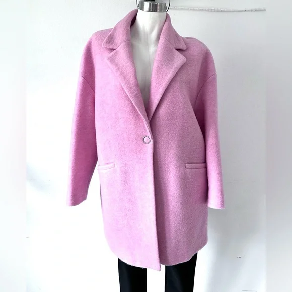 MNG Casual ~ Wool Blend Elegant Pink Women's Coat. - Picture 1 of 12